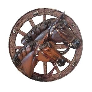 Western Horse Wagon Wheel Wall Art 11"